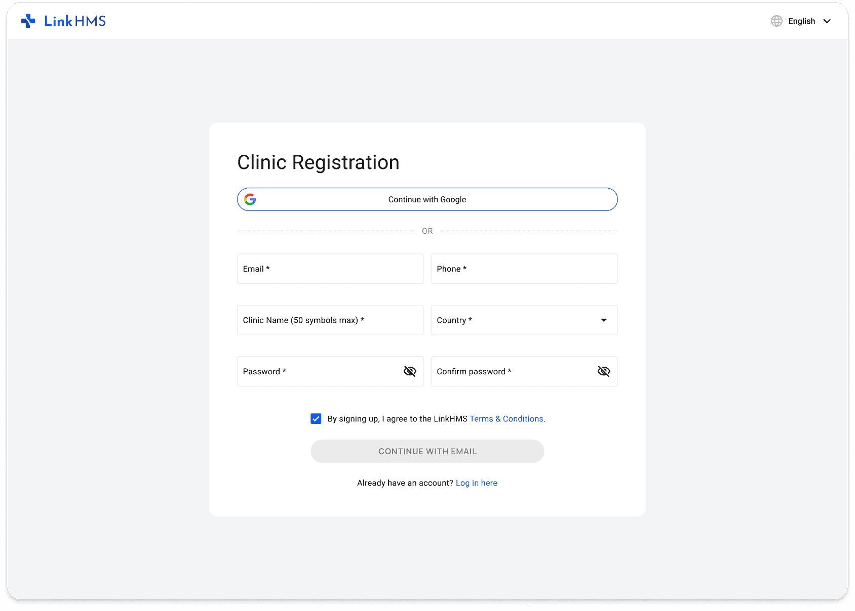 LinkHMS - clinic registration