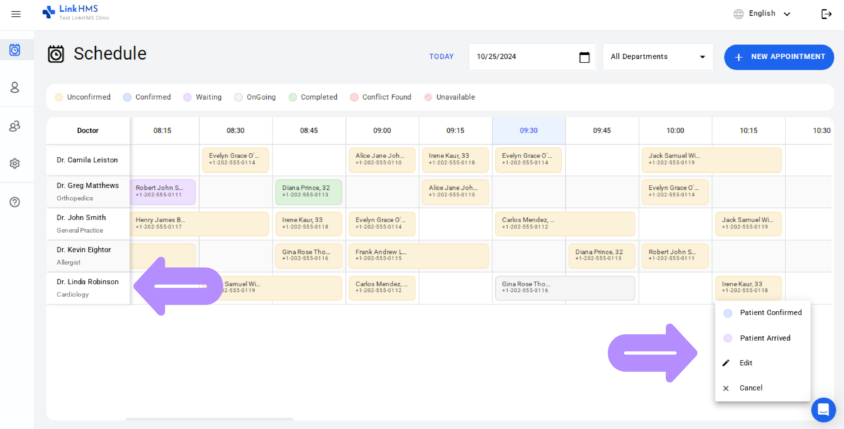 LinkHMS appointment progress