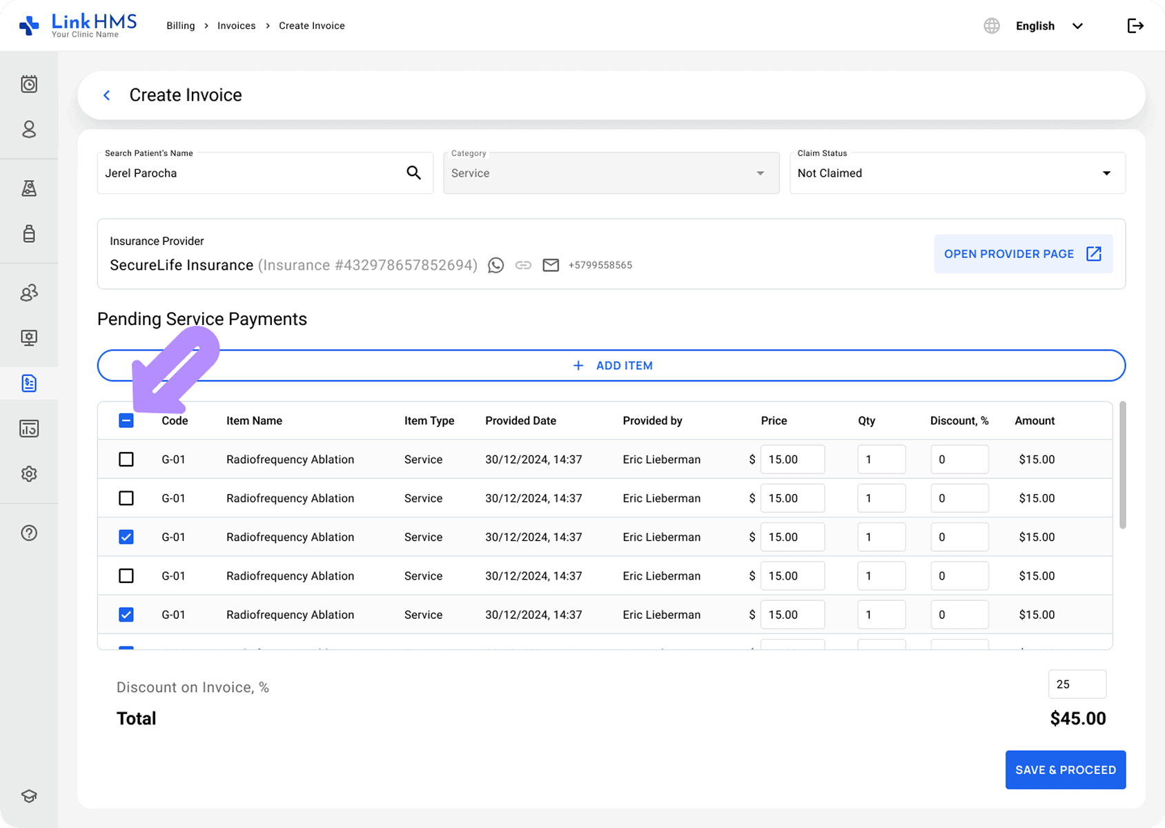 LinkHMS create invoices (2)