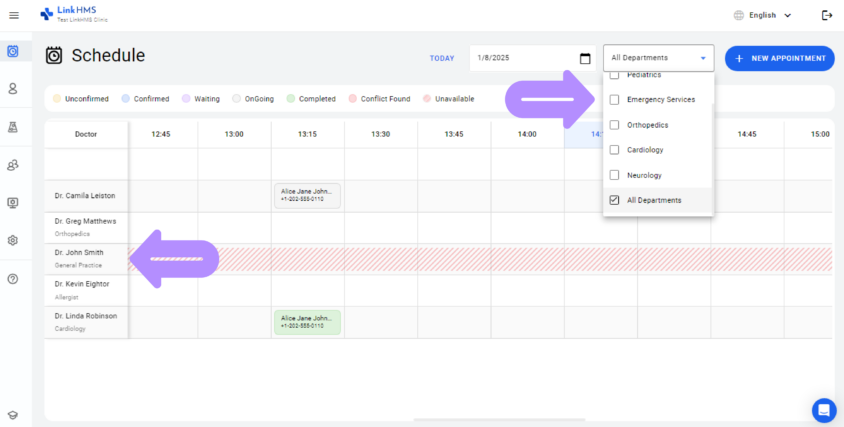 LinkHMS schedule management