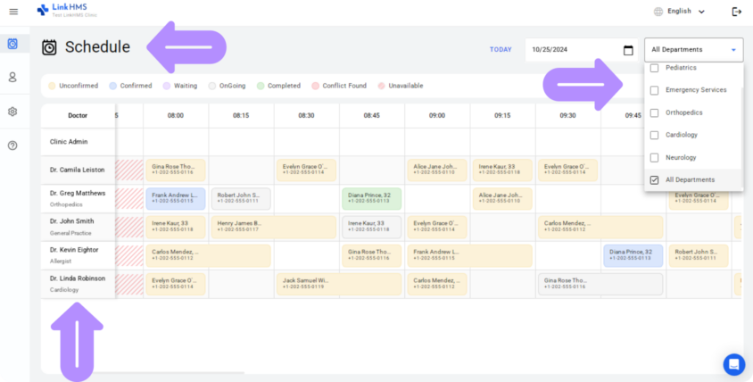 LinkHMS doctor's schedule review