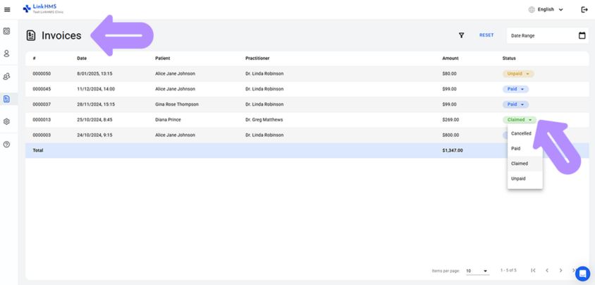 LinkHMS invoice management