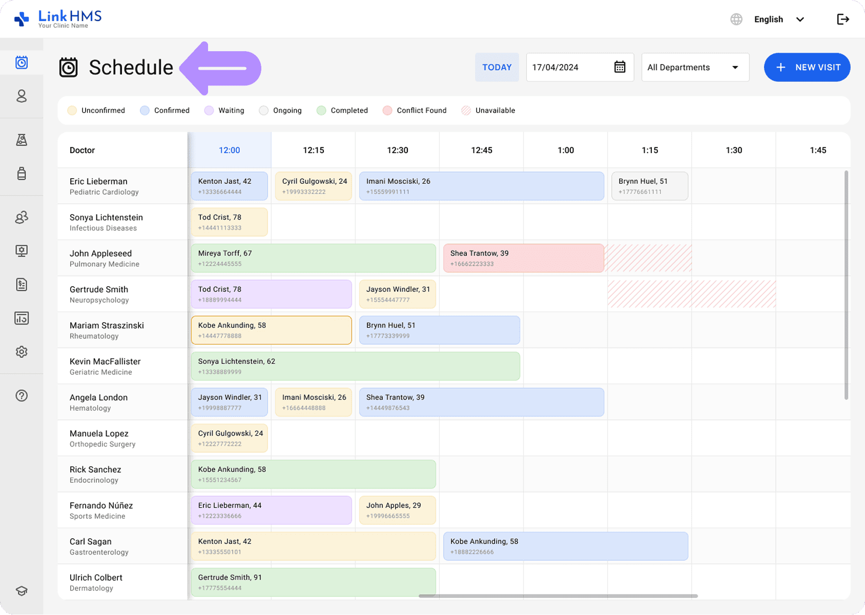 LinkHMS update the schedule