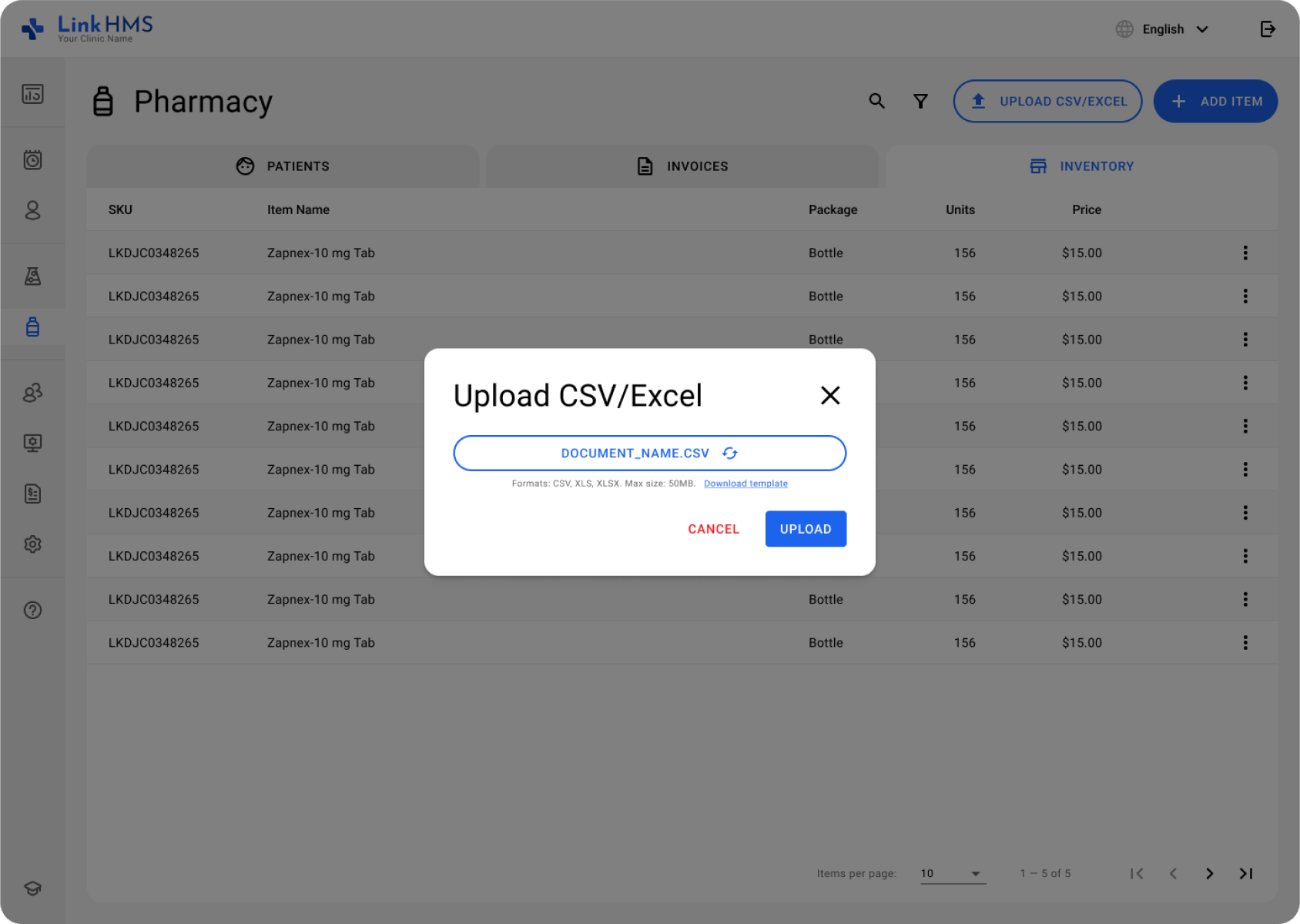 LinkHMS inventory invoice