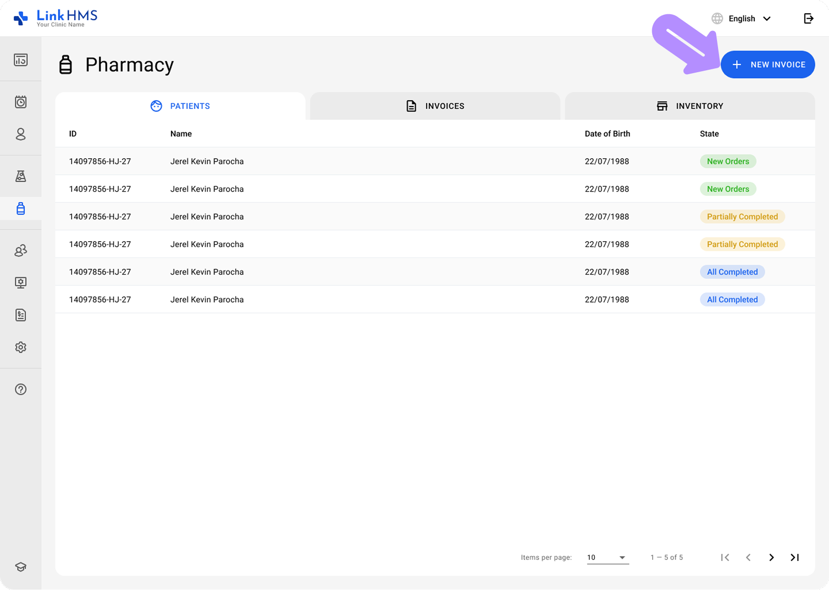 create an invoice for non-prescription sales