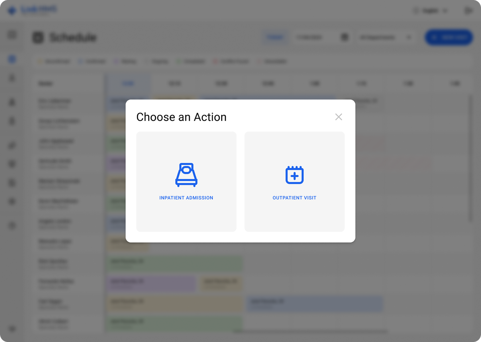 LinkHMS admission functionality