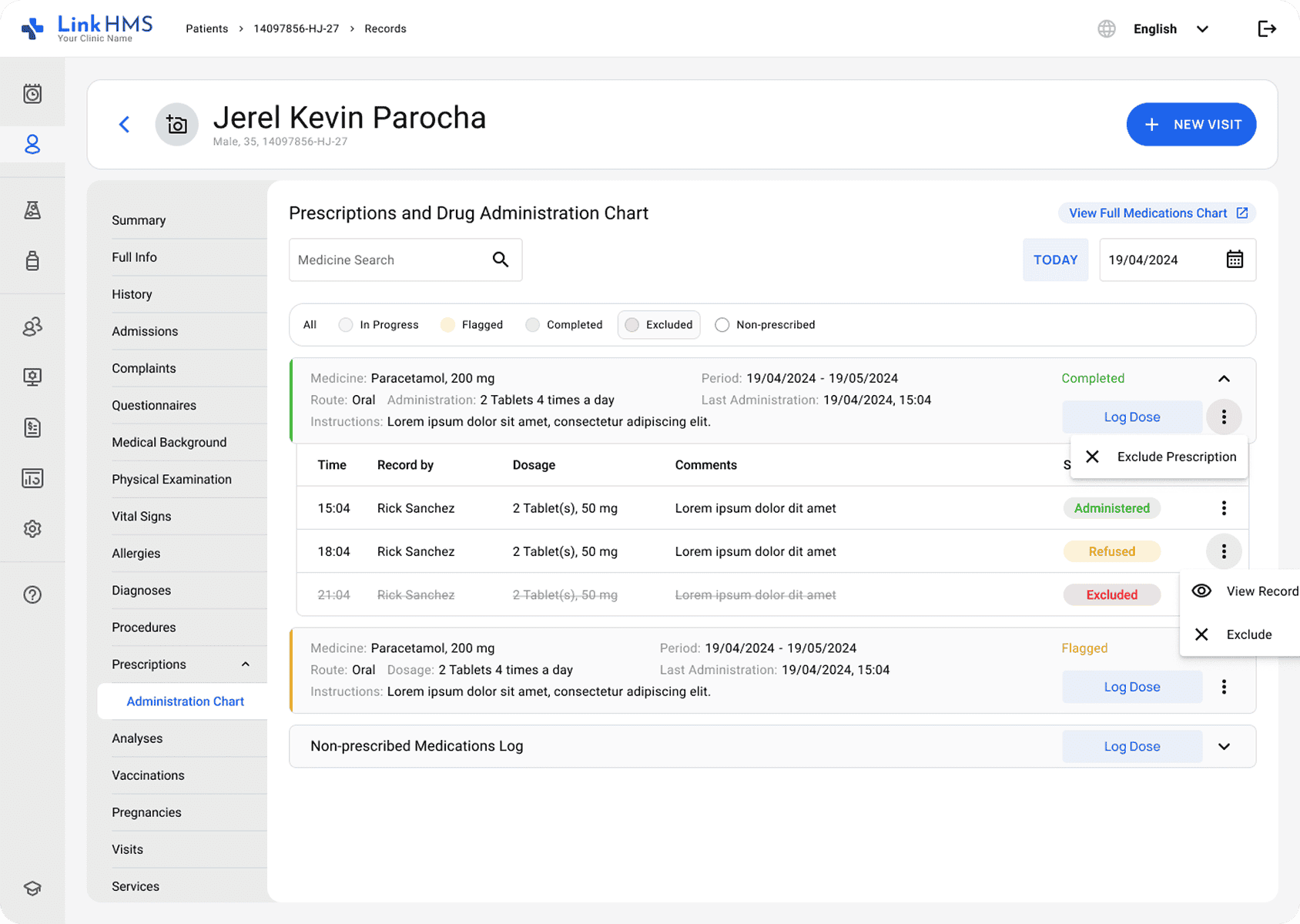 LinkHMS exclude medicine