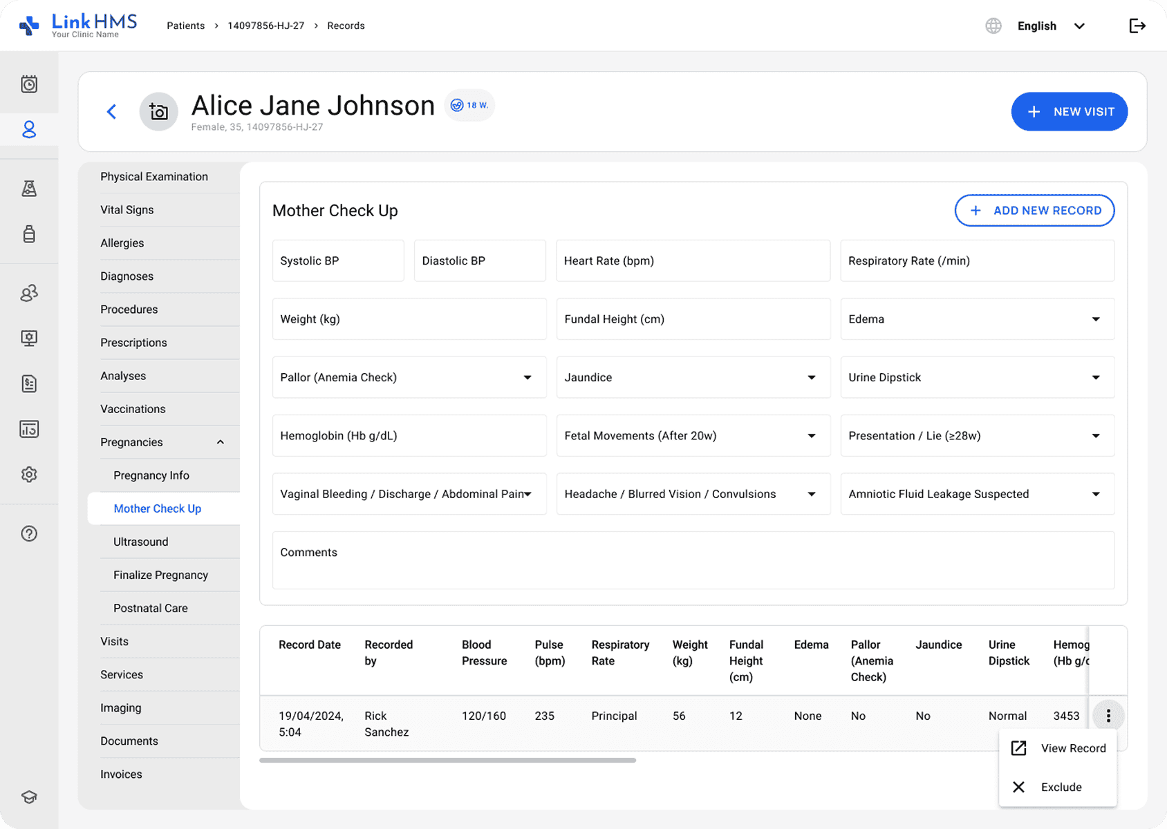 LinkHMS pregnancy module 2