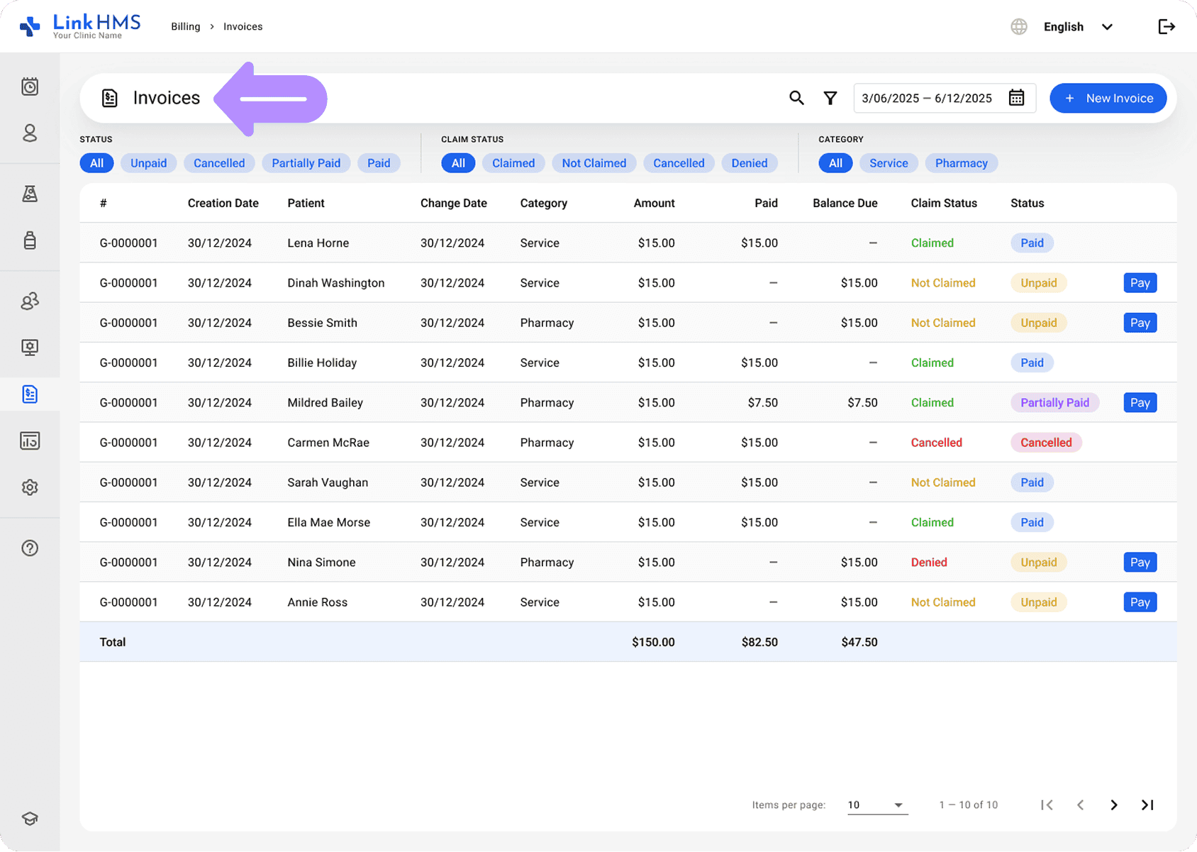 LinkHMS billing module